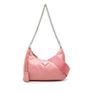 Prada Triangle Logo Plate Re-Edition 2005 Chain Handbag Shoulder Bag 2-Way Pi...